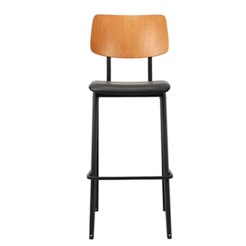 Industrial bar stool with leather seat